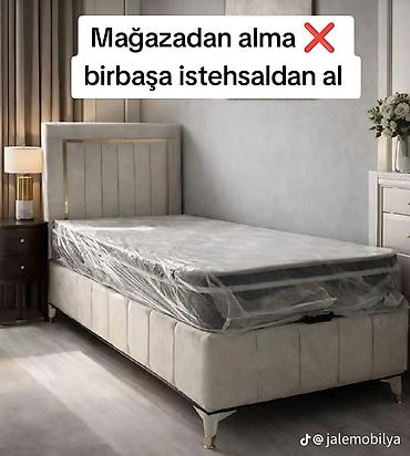 Tək nəfərlik yumşaq başlıqlı çarpayı və ortopedik döşək dəsti - Ölçü