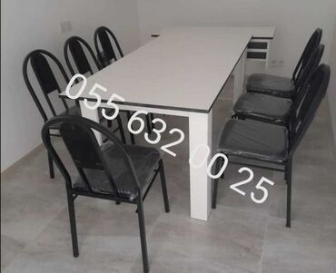 Masa və oturacaq dəstləri: Qonaq otağı üçün, Yeni, Açılmayan, Dördbucaq masa, 6 stul