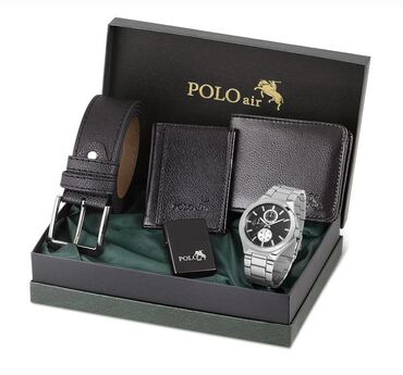 Hədiyyələr: Polo Air dəri dəsti. Dəstə kəmər, pul kisəsi, vizit kartı üçün qabı