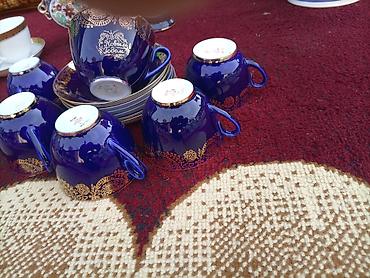 qardaslar cay fabriki: Çay dəsti, rəng - Mavi, Farfor, 6 nəfərlik — 4