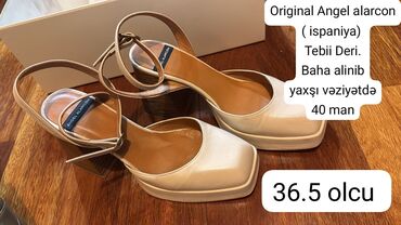 женские туфли с перфорацией: Angel Alarcón (İspaniya) qadın platforma sandal. - Material: təbii
