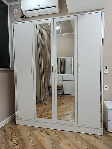 stil mebel: Yeni, 4 qapılı, Güzgülü, Ağ, Açılan, Düz dolab — 2
