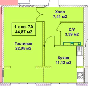 купить квартиру в бишкеке без ремонта: 1 комната, 44 м², 106 серия улучшенная, 8 этаж, ПСО (под самоотделку)