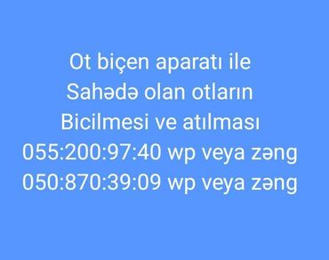 Şitillər: Ot biçen aparatı ile sahədə olan otların bicilmesi ve atılması
