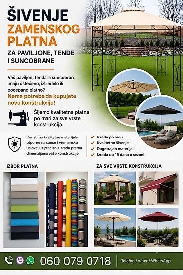 krojac jagodina: Šivenje zamenskog platna po meri – za paviljone, tende i suncobrane - — 1