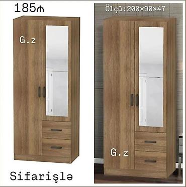 iki qapılı dolab: Düz dolab, Yataq otağı üçün, Paltar üçün, Açılan, Quraşdırıla bilən, 2 qapılı — 1