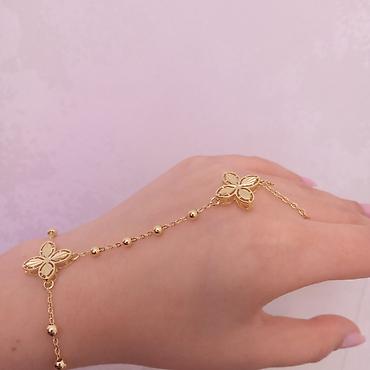 Bijuteriya: ✨ Zərif qızılı rəng əl zənciri (qolbaq + üzük) 💫 Çox eleqant və fərqli — 2