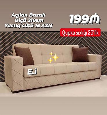 nills mebel: Açılan bazalı divan - Ölçü: 210 sm - Qupka sıxlığı: 25-lik - Yastıq — 1