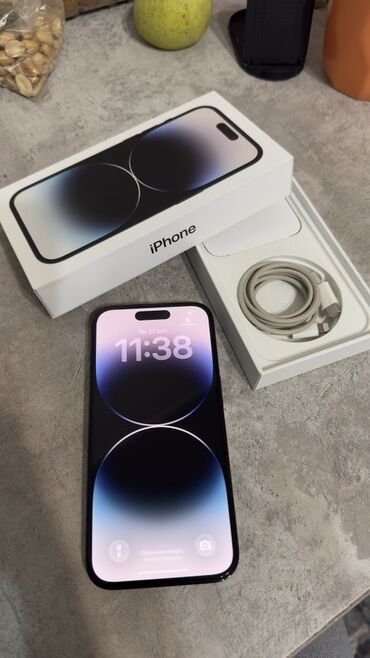 купить телефон айфон xr: IPhone 14 Pro, Колдонулган, 256 ГБ, Кара, Кабель, 79 %