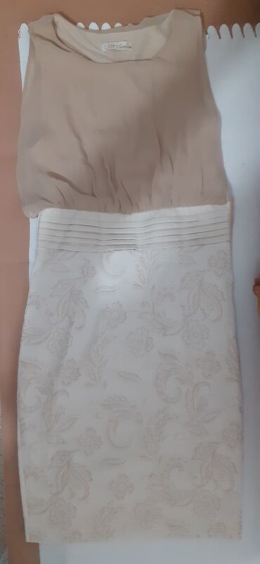 haljina pamuk bez elastina prodavnici prvi maj pro: S (EU 36), bоја - Bež, Drugi stil, Kratkih rukava