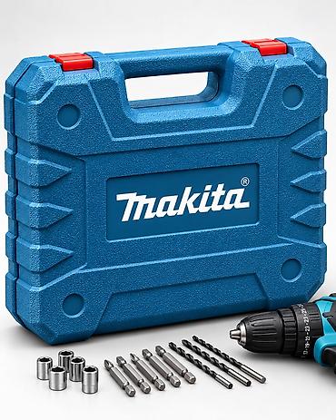 Крепежные инструменты: Аккумуляторный шуруповёрт Makita с набором инструментов в кейсе! ⚡ — 3
