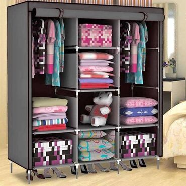 шкаф 3: Каркасный тканевый шкаф на 3 секции Storage Wardrobe Современный и