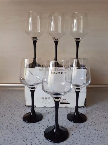 Mətbəx aksesuarları: Qədəhlər, rəng - Qara, Şüşə, 6 ədədli dəst, 300 ml, Türkiyə