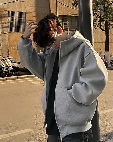 зимние вещи: Oversize Zip Hoodie 🩶 оверсайз-зипка из плотного хлопка с объёмным — 2