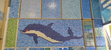 Dekorativ daşlar: Mozaika plitələr – delfin təsvirli panel - Material: şüşə mozaika