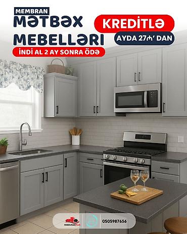 Ev və bağ: Sifarişlə mətbəx dəsti, Özü çəkən petlələr, Mat laminat, Kredit var, Pulsuz çatdırılma — 4