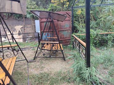 Садовые качели: Садовые качели Металл, Со спинкой, С крышей — 19