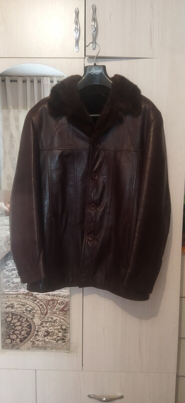 кожанный куртка мужской: Куртка 3XL (EU 46), цвет - Коричневый