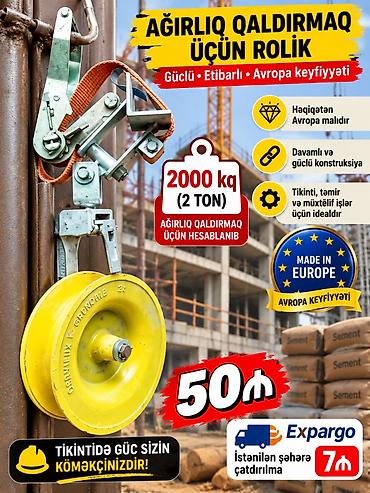 digər alətlər: Ağırliq qaldırmaq üçün rolik. Həqiqətən Avropa malıdır. 2000 kq(2 ton) — 1