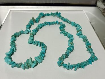 Boyunbağılar: Təbii firuzə daşlı boyunbağı. Uzunluğu 80 sm. - Material: təbii — 4