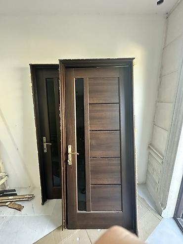 Taxta giriş/otaq qapısı dəsti - Material: tünd qəhvəyi rəngli taxta