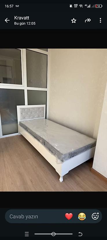 Ağ rəngli tək nəfərlik çarpayı və döşək dəsti. - Ölçü: təxminən lalafo.az -da Ağ rəngli tək nəfərlik çarpayı və döşək dəsti. - Ölçü: təxminən