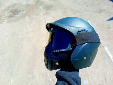 мотоцикил: Чёрный Шлем с не потеющим стеклом Шлем + Маска антифог Акция!