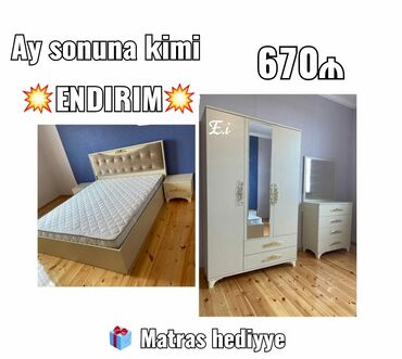 Yataq otağı dəstləri: *Yataq Dəsti - 670 AZN💥* ✔️Rəng seçimi var Dolab ölçüsü 200x120x47