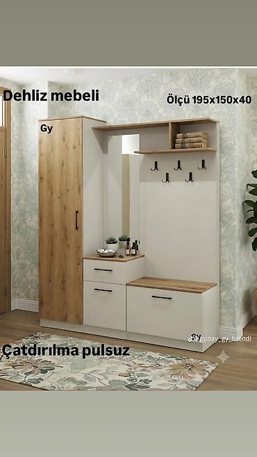 Dehliz mebeli dəsti Ölçü: 195 x 150 x 40 sm Tərkibi və