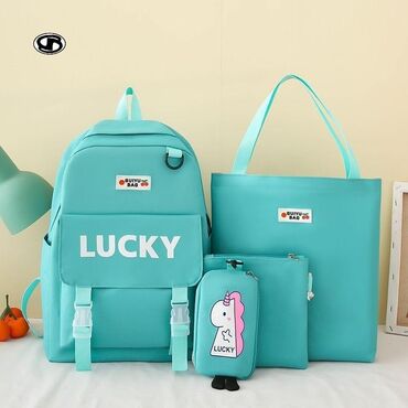 Rukzaklar: Dördlü və beşli çantalar dəsti. Dəstə bir ədəd rəngli və rəngli — 15