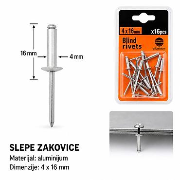 KMT Slepe zakovice 4 × 16 mm – set za kućne, servisne i zanatske