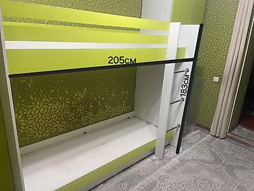 bunk bed: Детская гарнитура, Б/у, Для девочки, Для мальчика, ДСП, цвет - Зеленый, Самовывоз — 3