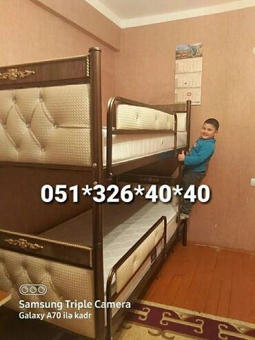 İkimərtəbəli uşaq çarpayıları: Oğlan və qız üçün, Yeni, Çarpayı, Matras ilə, Siyirməsiz — 7