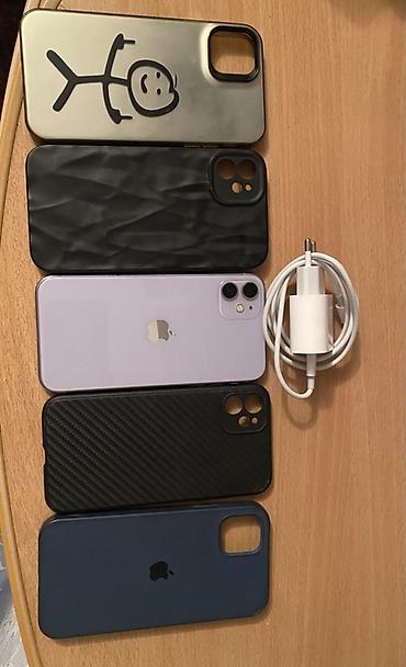 mini iphone: IPhone 11, Б/у, 128 ГБ, Deep Purple, Зарядное устройство, Чехол, 100 % — 1
