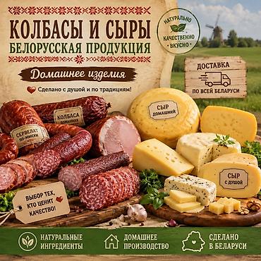 Колбасы и сыры белорусского производства и Домашнее Мясо Копчен