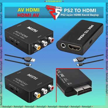 PS2 TO HDMI və Mini USB B - 10₼ PS2 TO HDMI + USB B + HDMI - 16₼ AV
