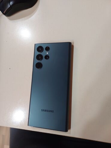 samsung sade telefonlar: Samsung Galaxy S22 Ultra, 256 ГБ, цвет - Синий, Отпечаток пальца, Беспроводная зарядка, Две SIM карты