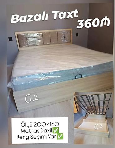 yataq taxt: *Yeni ✨ _Bazalı Taxt_ __Çarpayı_ 360Azn* 🔹İstehsal Rusiya Laminat — 1