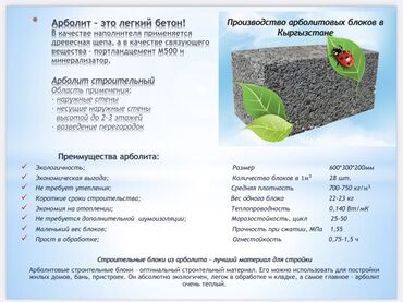 бетонный калцо: Арболитовые блоки / Арболит блоктору Цена/баасы: Блок - 1шт. -