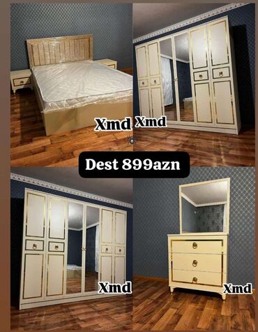 сейфовые двери в баку цены: Двуспальная кровать, Шкаф, Трюмо, 2 тумбы, Новый