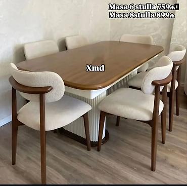 ağac: Qonaq otağı üçün, Yeni, Açılan, Dördbucaq masa, 6 stul — 3