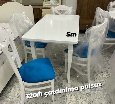 Mətbəx üçün, Yeni, Açılmayan, Dördbucaq masa, 4 stul