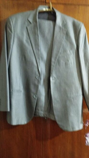 мужской льняной костюм: Костюм M (EU 38), цвет - Серый
