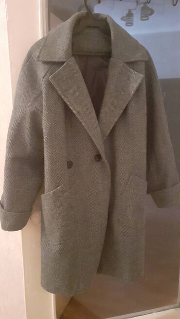 дизайнерское пальто шерсть: Пальто, Осень-весна, 3XL (EU 46)
