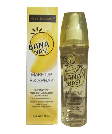 zey spreyi: Kiss Beauty - Makiyaj Fiksassiya Spreyi (Banan Ətirli)