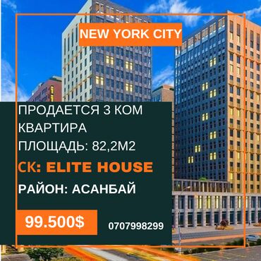Продажа участков: 3 комнаты, 83 м², Элитка, 7 этаж, ПСО (под самоотделку)