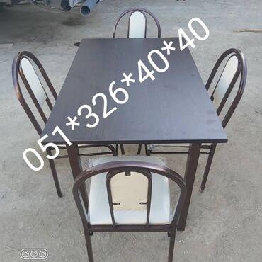 Masa və oturacaq dəstləri: Qonaq otağı üçün, Yeni, Açılan, Dördbucaq masa, 6 stul — 27