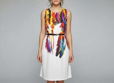sukienki z piórami biała: Sukienka damska, rozmiar M