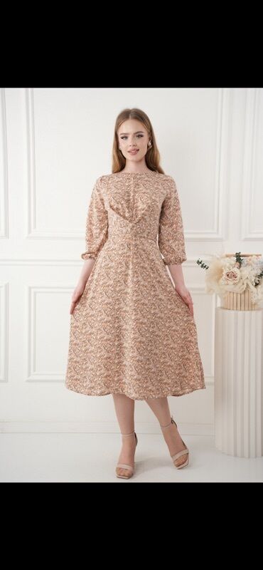 Повседневные платья: Элегантное женское платье миди с длинными рукавами, идеально — 6