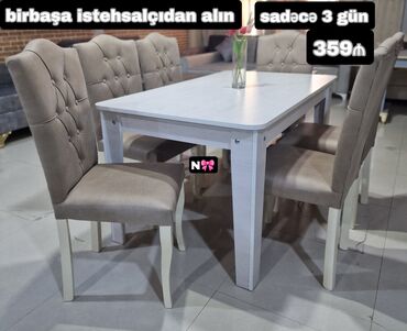 Stullar: Qonaq otağı üçün, Yeni, Kvadrat masa, 6 stul